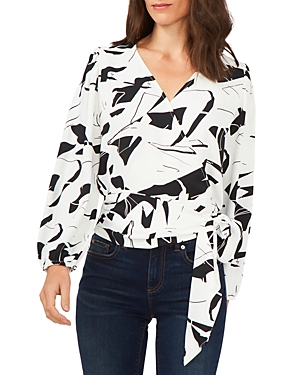 Vince Camuto Printed Faux Wrap Top