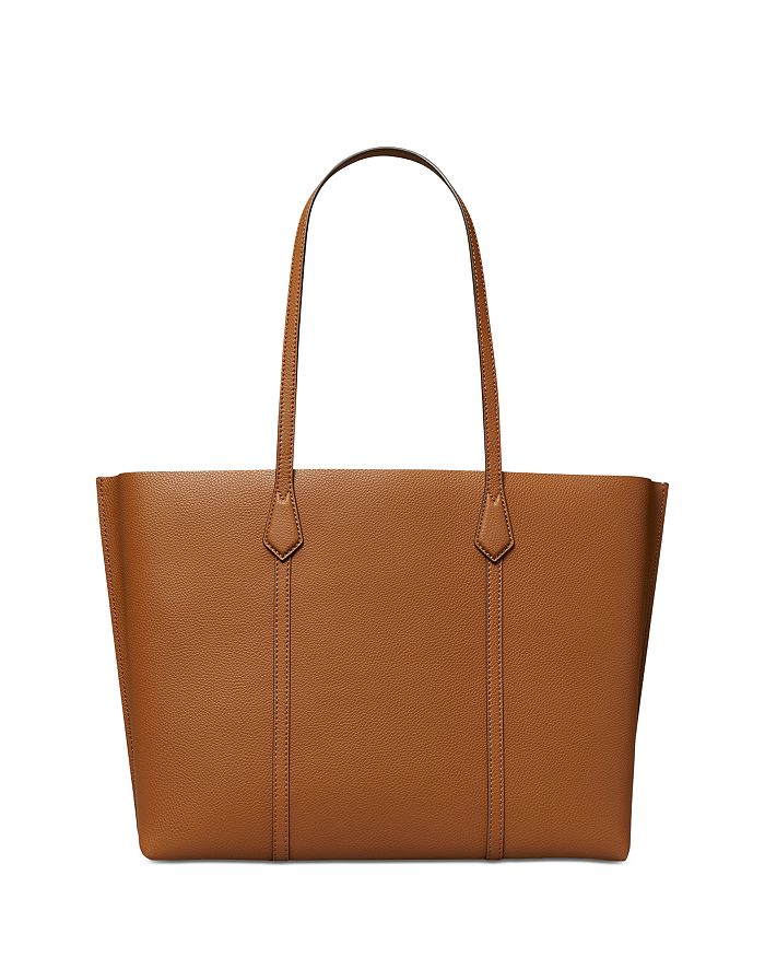 Shop Tory Burch Perry Medium Leather Tote In Light Umber/gold