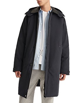 The Kooples - Hooded Leather Collar Long Parka