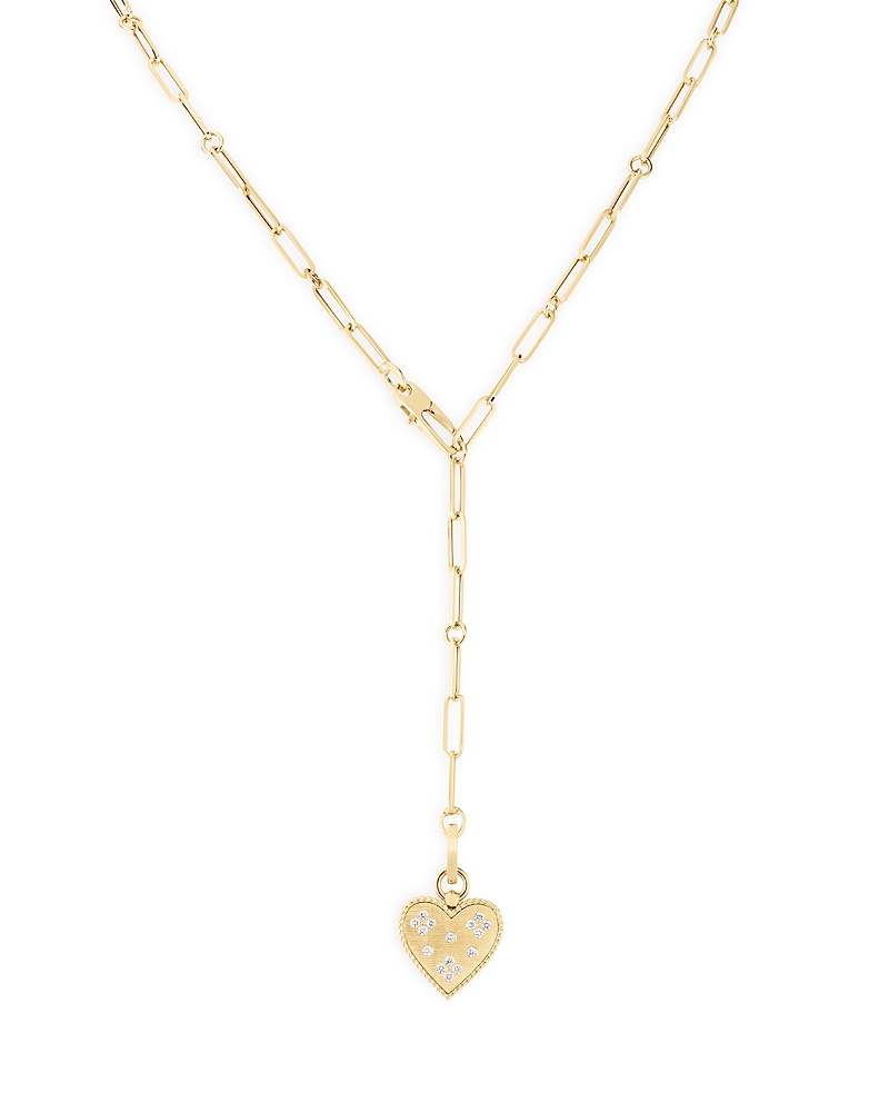 Roberto Coin 18K Yellow Gold Venetian Princess Diamond Heart Lariat Necklace, 19
