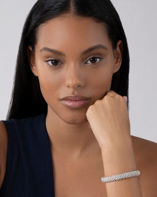 Sterling Silver Signature Caviar Oval Rope Bracelet