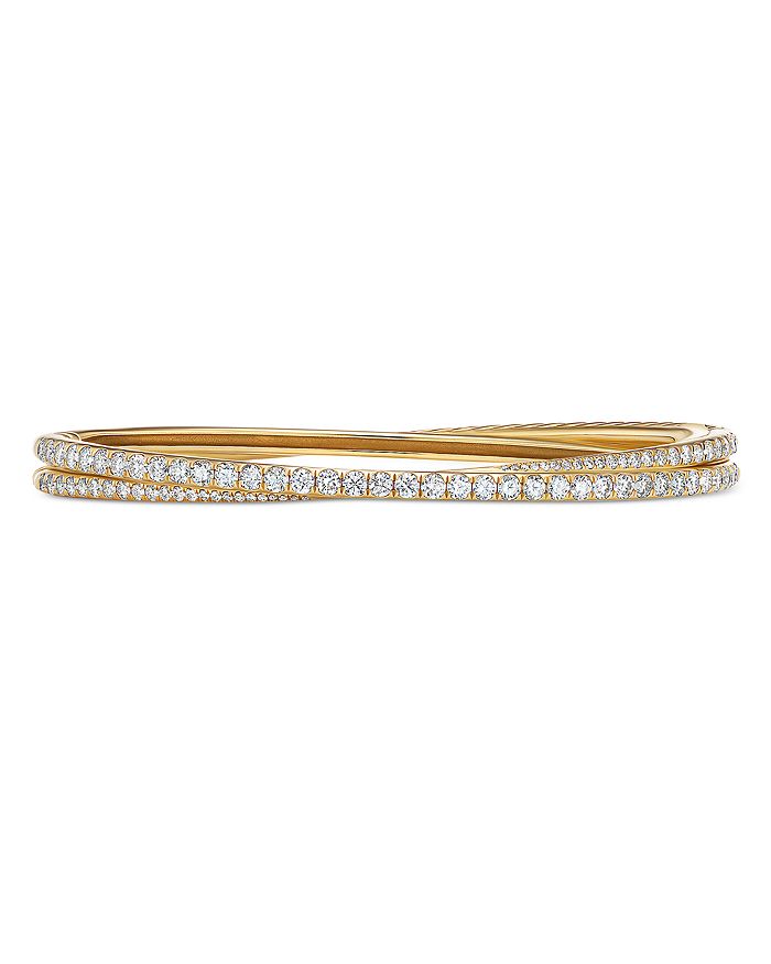David Yurman - 18K Yellow Gold Diamond Pav&eacute; Crossover Bangle Bracelet