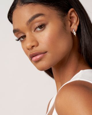 18K Yellow Gold & Sterling Silver Newport Diamond Knot Half Hoop Earrings