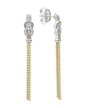 LAGOS - 18K Yellow Gold & Sterling Silver Diamond 50mm Tassel Earrings