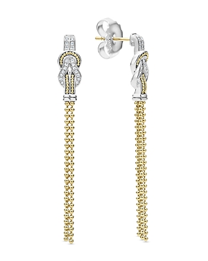 Shop Lagos 18k Yellow Gold & Sterling Silver Diamond 50mm Tassel Earrings In Silver/gold