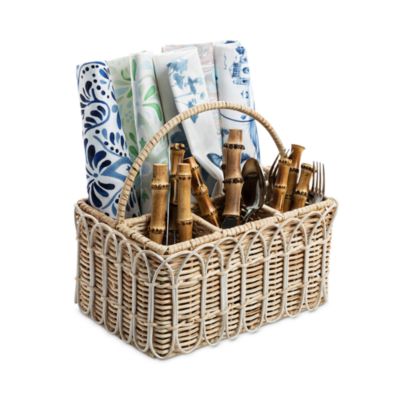 Provence Rattan Silverware Napkin Caddy 