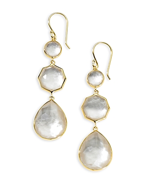 Shop Ippolita 18k Yellow Gold Rock Candy Mother Of Pearl Doublet Triple Drop Earrings In White/gold