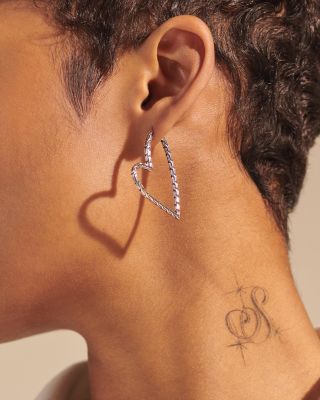 Sterling Silver Manah Heart Hoop Earrings