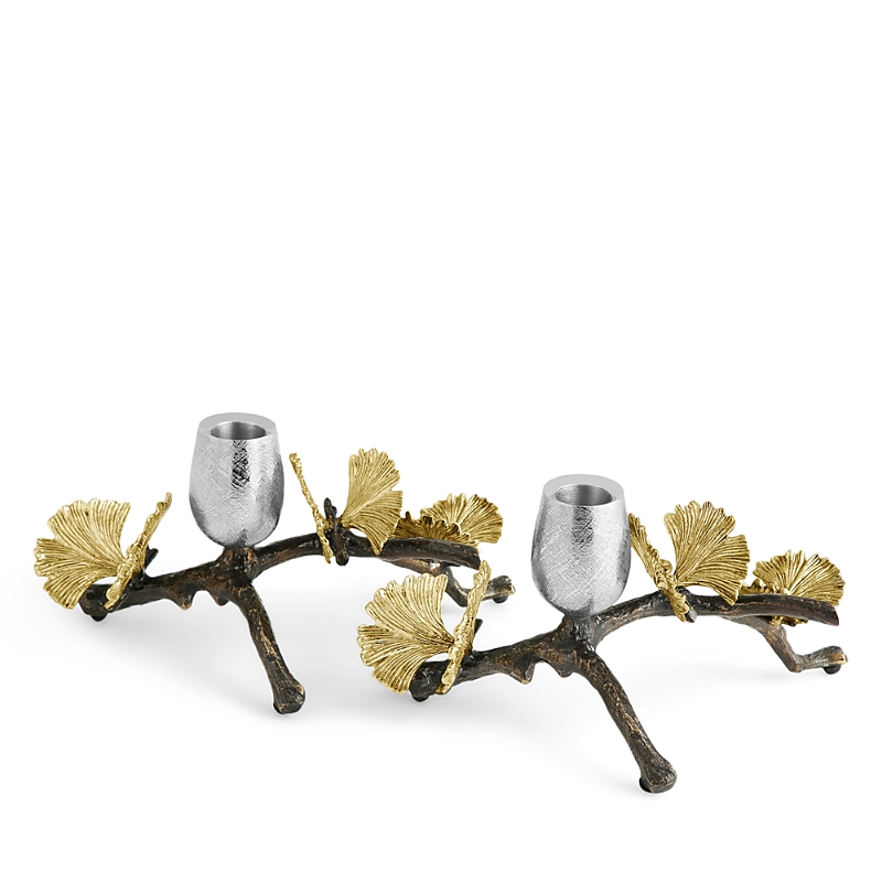 Michael Aram Butterfly Ginkgo Set Of 2 Candle Holders In Multi