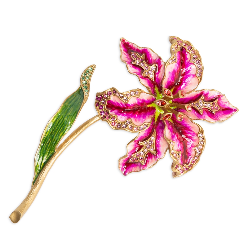Jay Strongwater Enameled Crystal Lily In Flora