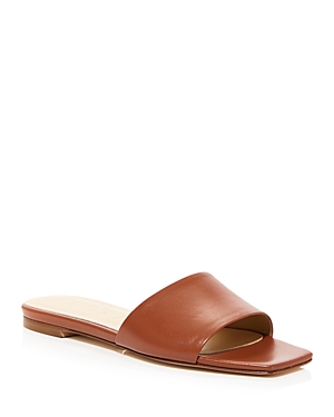 Aeyde 10mm Anna Leather Slide Flats In Brandy