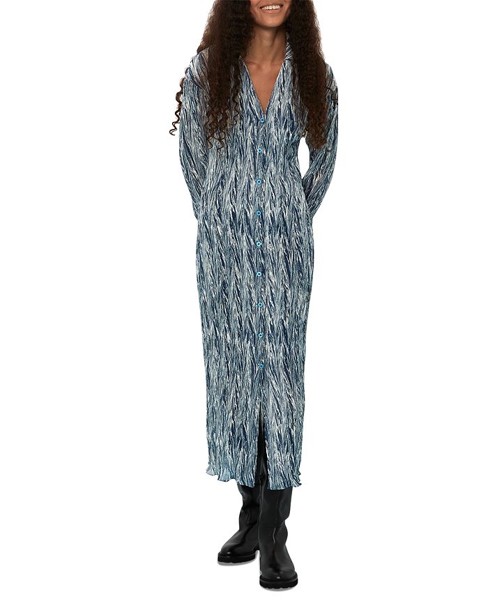Whistles Marble Stripe Plissé Dress Bloomingdale's