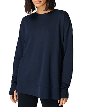 Sweaty Betty After Class Split Sweatshirt In Navy Blue