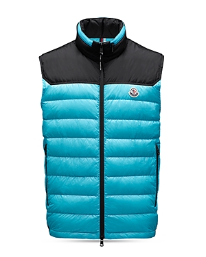 Moncler Ortac Logo-patch Quilted Down Gilet In Light Blue ModeSens