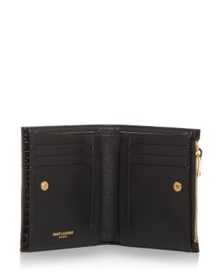 Uptown Compact Wallet in Crocodile-embossed Shiny Leather