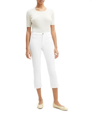 Jen 7 - High Rise Split Hem Capri Jeans in White