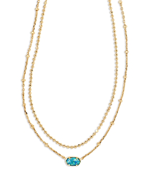 Kendra Scott Gold-tone Emilie Two-row Strand Necklace, 15-1/2" + 3" Extender In Gold Marine Kyocera Opal