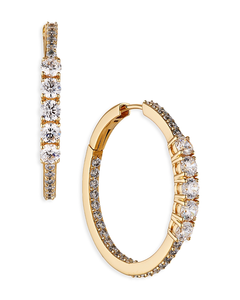 Nadri Love All Cubic Zirconia Medium Hoop Inside Out Earrings In Gold