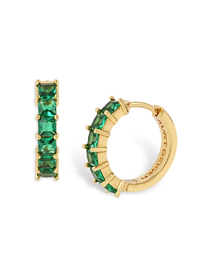 Shop Kurt Geiger Color Crystal Huggie Hoop Earrings In Emerald