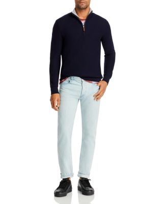 Cotton Tipped Textured Birdseye Half Zip Sweater - Exclusive