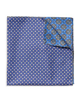 Eton - Double-Sided Floral Print Silk Pocket Square