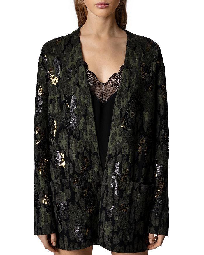 Veste Zadig & Voltaire Taille S - Kavy Kavy Camouflage Rose/vert - Broderie Crânes (Neuf Sans étiquettes)