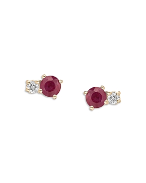 Adina Reyter 14k Yellow Gold Amalfi Ruby & Diamond Stud Earrings In Red/gold