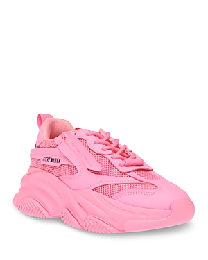 Steve Madden Women's Possession Chunky Lace-up Sneakers In Hot Pink