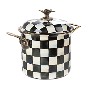 Mackenzie-childs Courtly Check 7-quart Enameled Stockpot In Black/white
