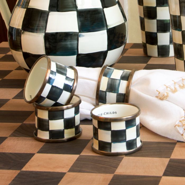 Courtly Check® Enamel Napkin Rings, Set of 4