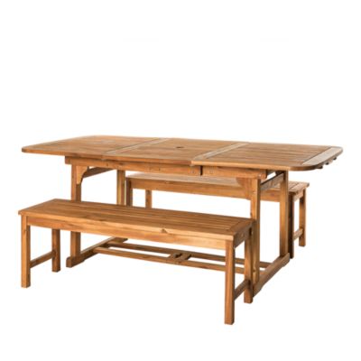 WALKER EDISON - 3 Piece Acacia Wood Outdoor Patio Dining Set