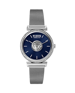 Versus Brick Lane Mesh Strap Watch, 34mm In Blue/silver