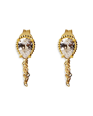 Argento Vivo Cubic Zirconia & Chain Front to Back Earrings in 14K Gold Plated Sterling Silver
