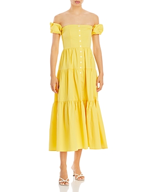 Staud Women's Elio Cotton Poplin Off-the-shoulder Midi Dress In Wallflower