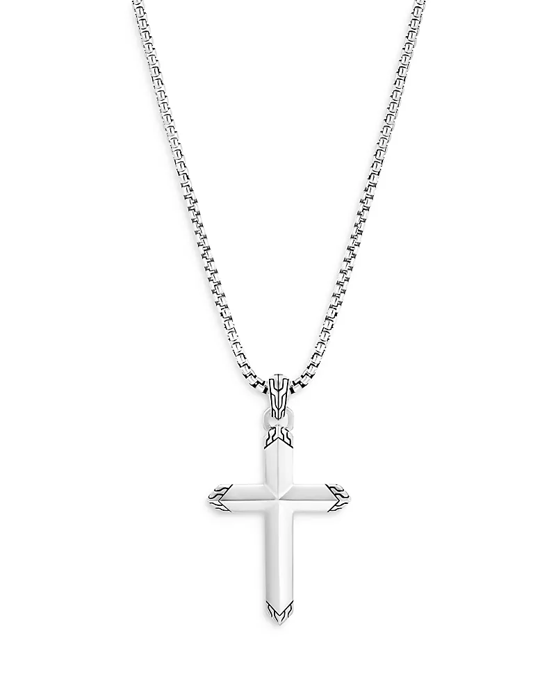 John Hardy Men's Sterling Silver Classic Chain Cross Pendant Necklace, 22
