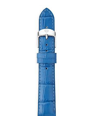 Michele 16mm Embossed Alligator Pattern Calf Leather Watch Strap In Blue