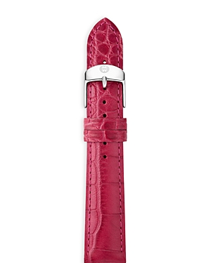 Michele 16mm Embossed Alligator Pattern Calf Leather Watch Strap In Red