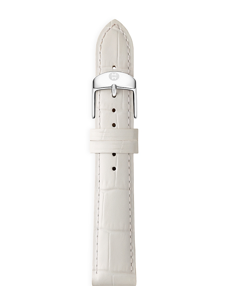 Michele Crocodile-embossed Leather Watch Strap/16mm In White