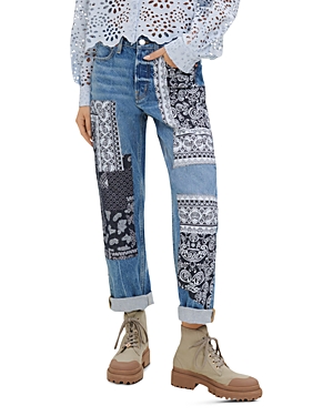 MAJE PANDANA PATCHED BOYFRIEND JEANS