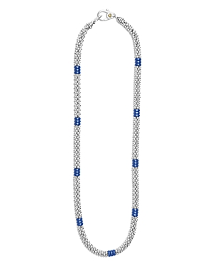 Shop Lagos Sterling Silver Ultramarine Ceramic Rondelle & Bead Collar Necklace In Blue/silver