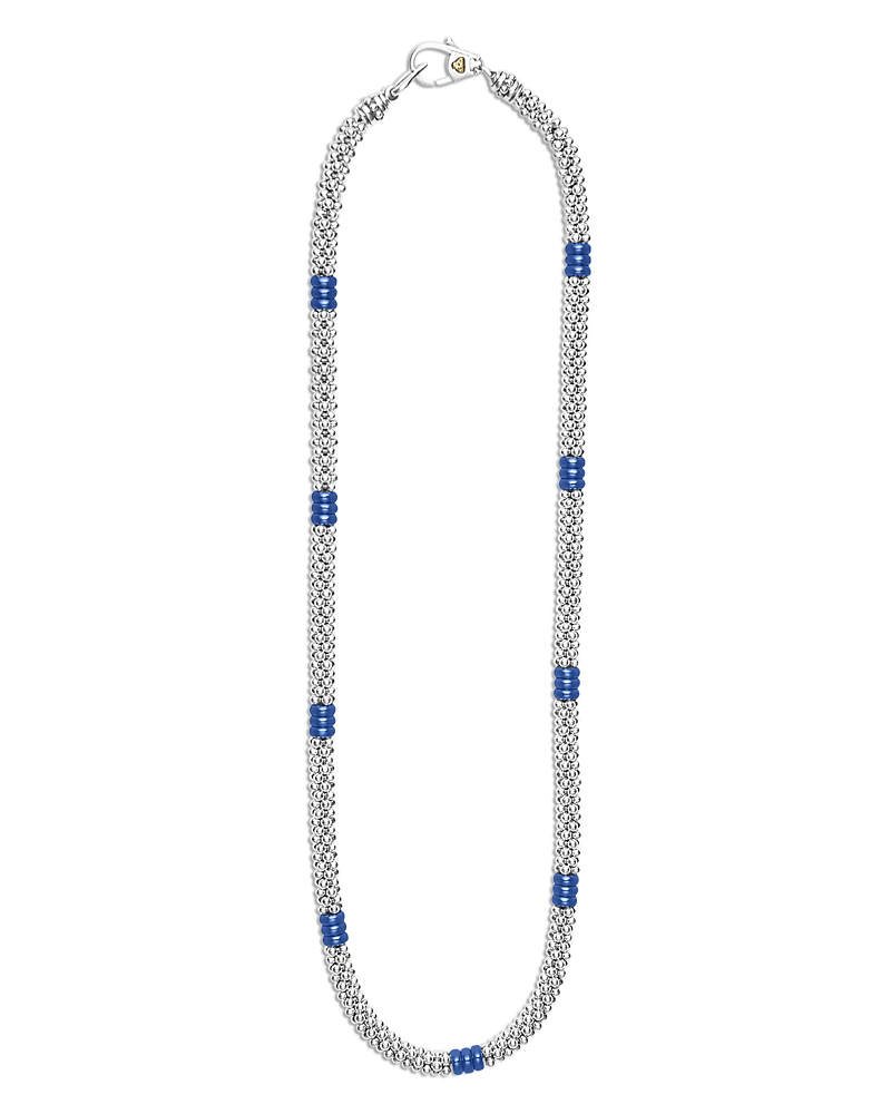 Lagos Sterling Silver Ultramarine Ceramic Rondelle & Bead Collar Necklace