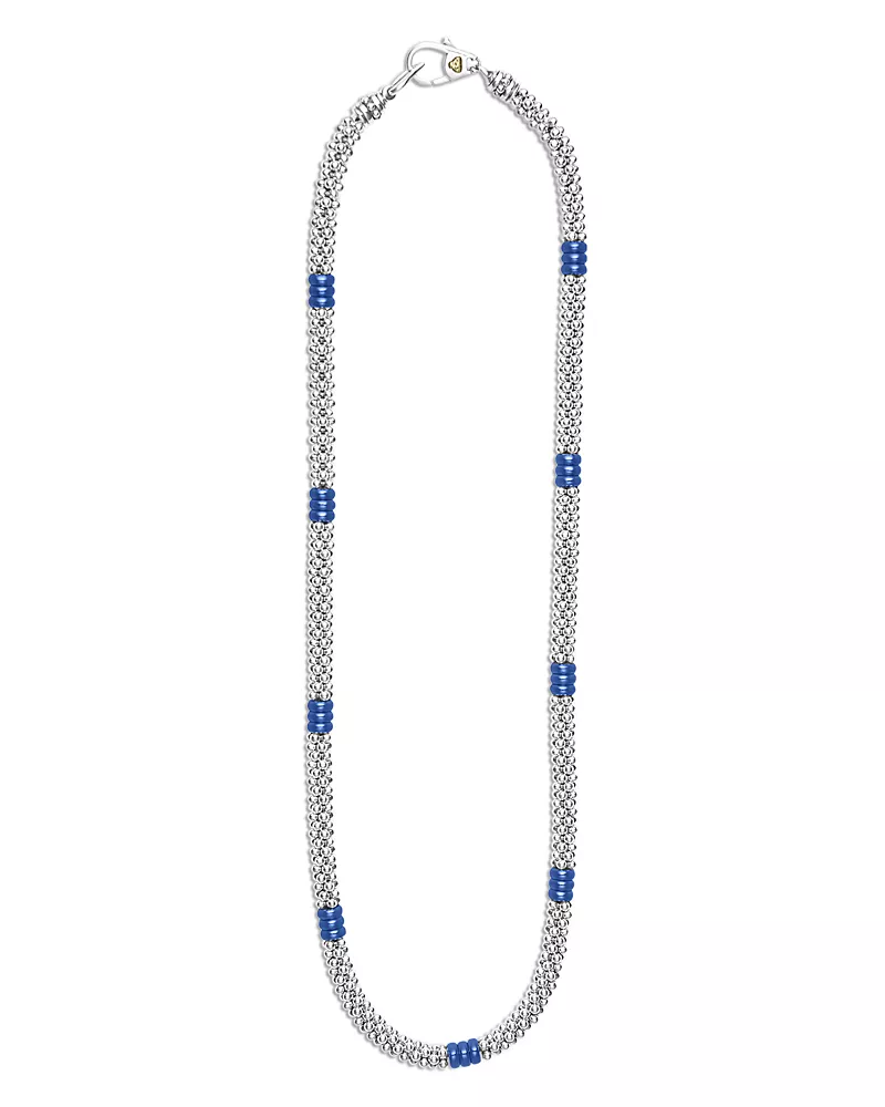 Lagos Sterling Silver Ultramarine Ceramic Rondelle & Bead Collar Necklace