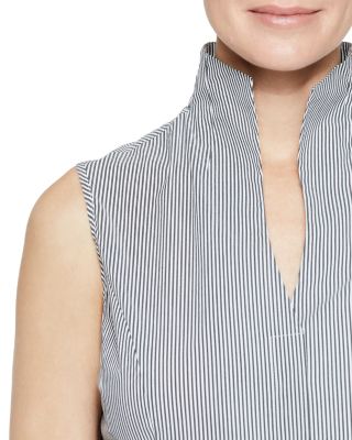 Striped Mandarin Collar Top