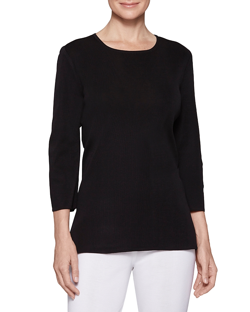 Misook Plus Size 3/4-sleeve Layering Shell In Black
