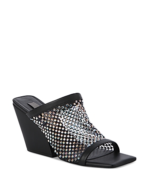 Shop Stella Mccartney Women's Jeweled Stretch Mesh Slide Sandals In Black