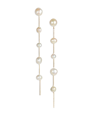Shop Cult Gaia Atum Cultured Freshwater Pearl Linear Drop Earrings In Cream/gold