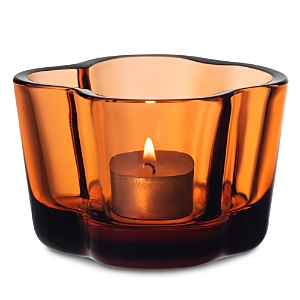 Iittala Aalto Recycled Glass Tealight Candle Holder In Seville Orange