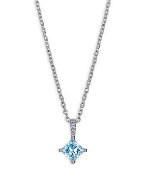 Lightbox Jewelry Lightbox Basics Lab Grown Blue & White Diamond Pendant Necklace In 10k White Gold, 16-18 - 100% Excl In Blue/white
