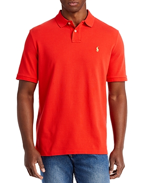 Polo Ralph Lauren Cotton Mesh Solid Classic Fit Polo Shirt In Tomato