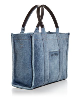 ●送料込●BALENCIAGA●Hourglass denim tote bag Balenciaga Hourglass Upcycled Denim Patchwork Top-Handle Bag